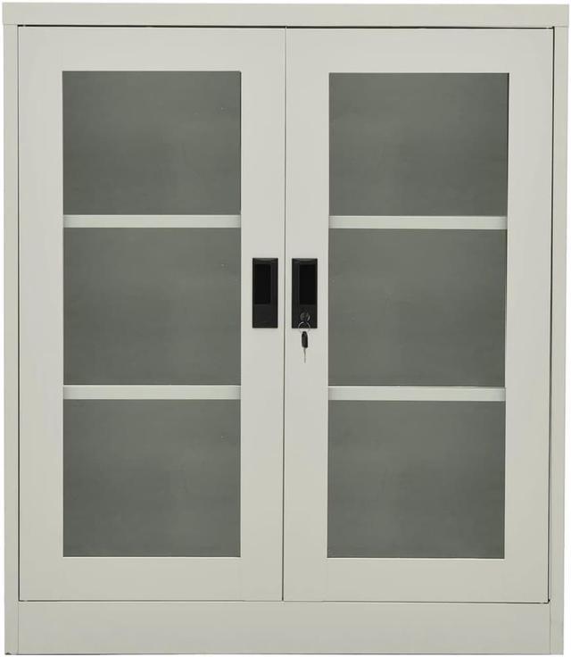 Alt view image 2 of 15 - vidaXL Office Cabinet Storage Cabinet Home Display Cabinet Light Gray Steel