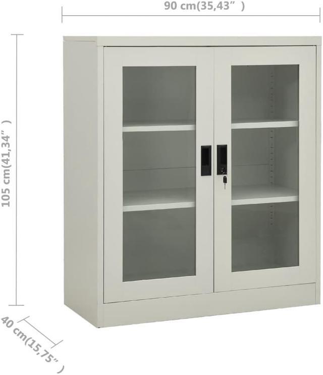 Alt view image 3 of 15 - vidaXL Office Cabinet Storage Cabinet Home Display Cabinet Light Gray Steel