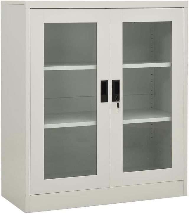 Main image of vidaXL Office Cabinet Storage Cabinet Home Display Cabinet Light Gray Steel