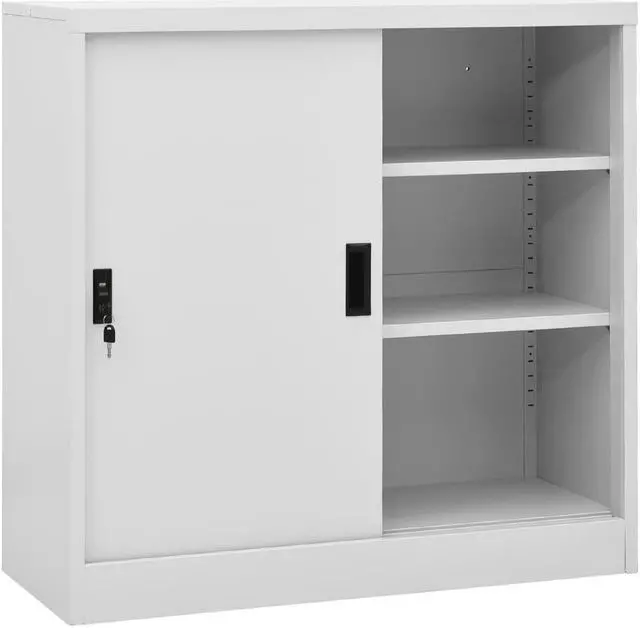 Main image of vidaXL Filing Cabinet Storage File Cabinet with Sliding Door Light Gray Steel