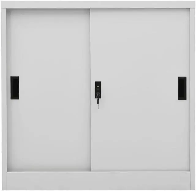 Alt view image 2 of 17 - vidaXL Filing Cabinet Storage File Cabinet with Sliding Door Light Gray Steel