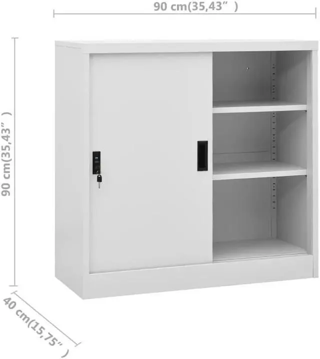 Alt view image 3 of 17 - vidaXL Filing Cabinet Storage File Cabinet with Sliding Door Light Gray Steel