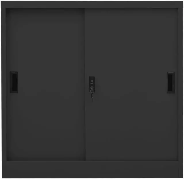 Alt view image 2 of 18 - vidaXL Office Cabinet with Sliding Door Anthracite 35.4" Steel Side Cabinet