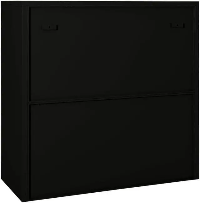 Alt view image 4 of 17 - vidaXL Sliding Door Cabinet Black 35.4" Steel Storage Side Cabinet Furniture