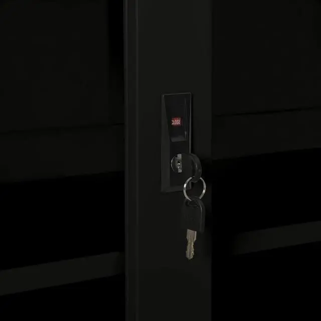 Alt view image 6 of 17 - vidaXL Sliding Door Cabinet Black 35.4" Steel Storage Side Cabinet Furniture