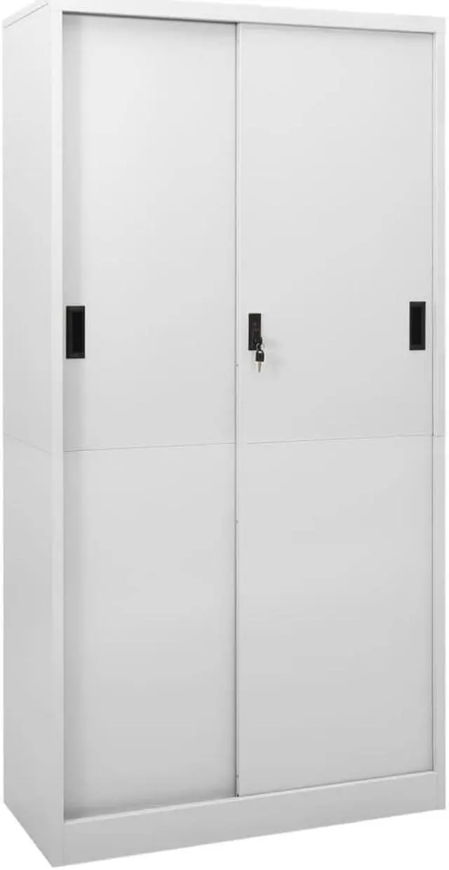 Main image of vidaXL Office Cabinet Storage File Cabinet with Sliding Door Light Gray Steel
