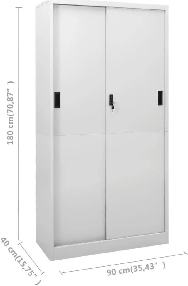 Alt view image 3 of 6 - vidaXL Office Cabinet Storage File Cabinet with Sliding Door Light Gray Steel