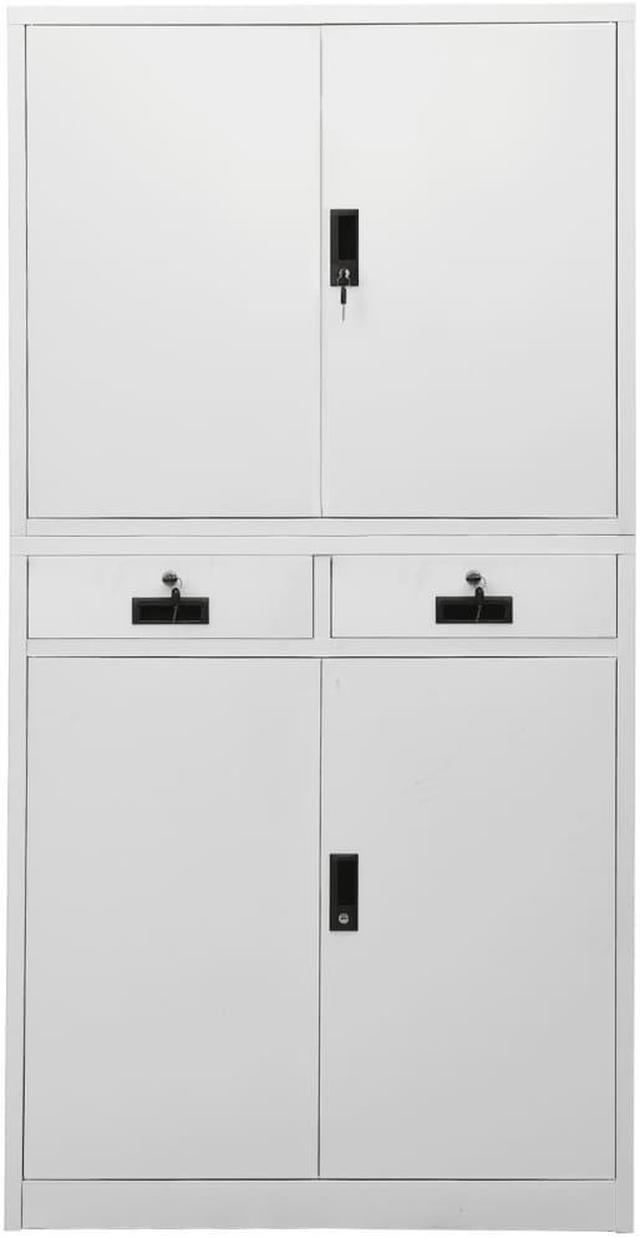 Alt view image 2 of 6 - vidaXL Office Cabinet Storage Cabinet Home Display Cabinet Light Gray Steel