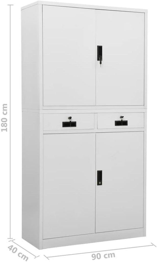 Alt view image 3 of 6 - vidaXL Office Cabinet Storage Cabinet Home Display Cabinet Light Gray Steel