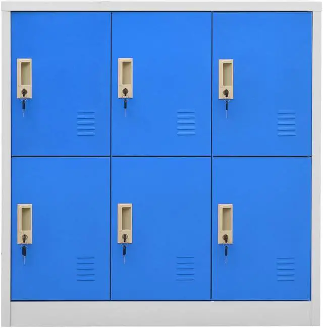 Alt view image 2 of 16 - vidaXL Locker Cabinet Storage Cabinet File Cabinet Light Gray and Blue Steel