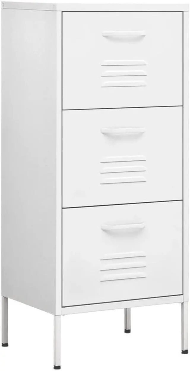 Alt view image 2 of 19 - vidaXL Storage Cabinet White 16.7" Steel Sideboard Side Cabinet Furniture