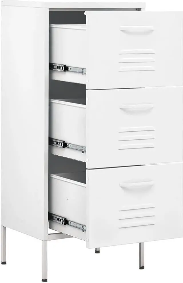 Alt view image 6 of 19 - vidaXL Storage Cabinet White 16.7" Steel Sideboard Side Cabinet Furniture