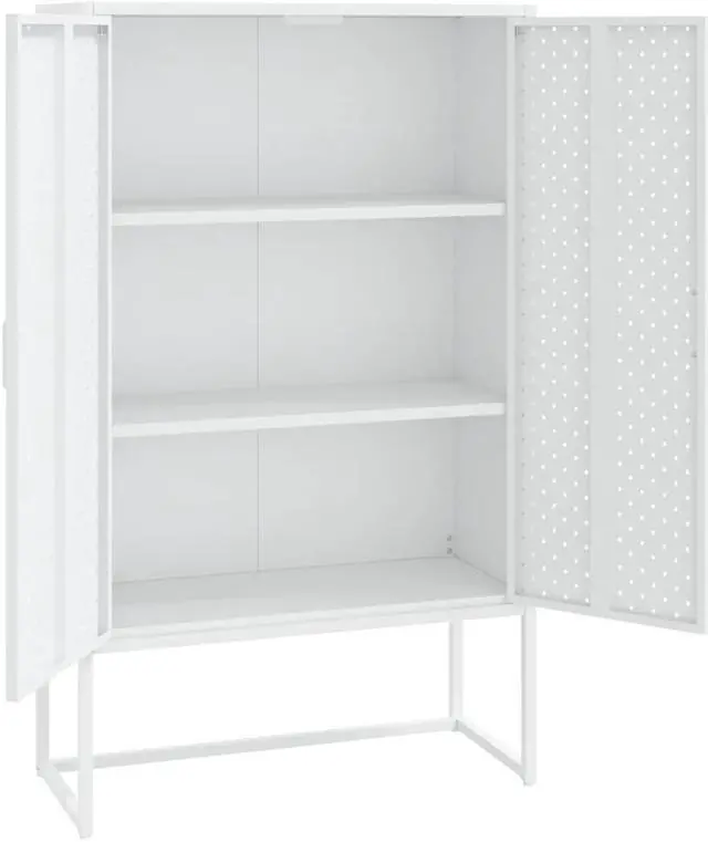 Alt view image 3 of 17 - vidaXL Highboard Side Cabinet Storage File Cabinet for Entryway White Steel