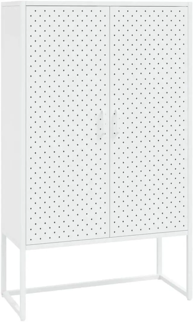 Alt view image 2 of 17 - vidaXL Highboard Side Cabinet Storage File Cabinet for Entryway White Steel