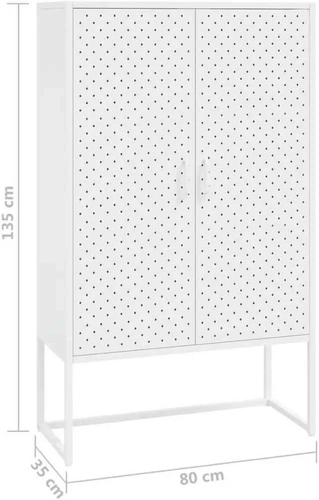 Alt view image 4 of 17 - vidaXL Highboard Side Cabinet Storage File Cabinet for Entryway White Steel