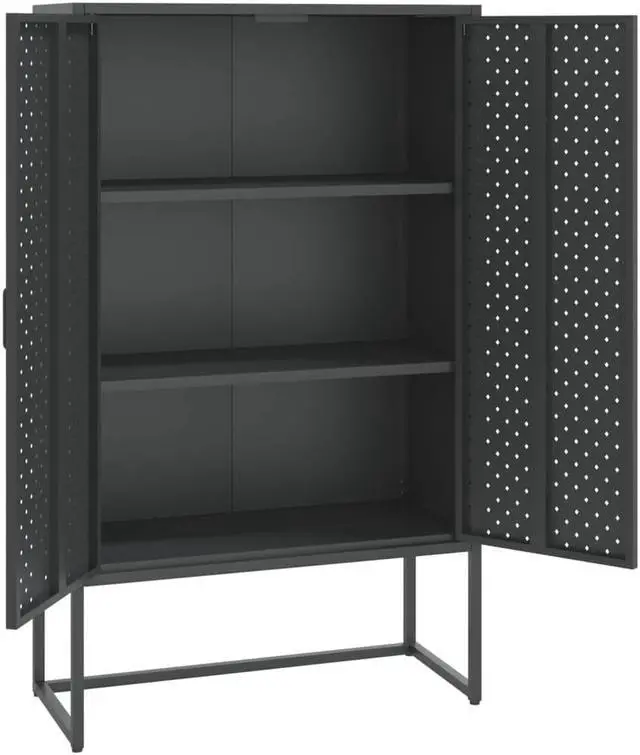 Alt view image 3 of 18 - vidaXL Highboard Anthracite Steel Living Room Storage High Cabinet Furniture