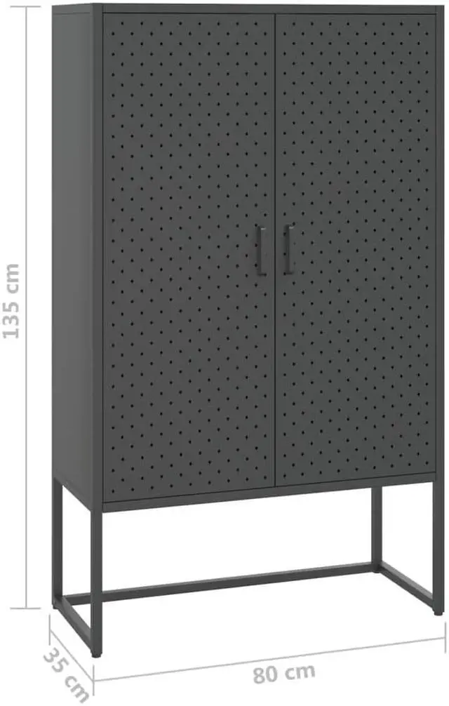 Alt view image 4 of 18 - vidaXL Highboard Anthracite Steel Living Room Storage High Cabinet Furniture