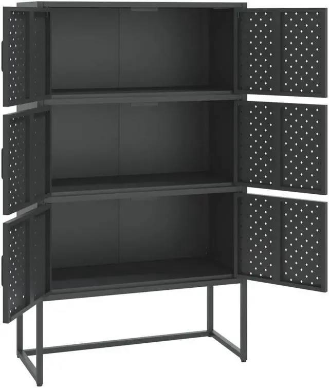 Alt view image 3 of 18 - vidaXL Highboard Anthracite Steel Living Room Storage High Cabinet Furniture