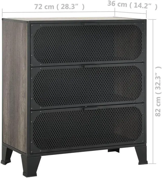 Alt view image 4 of 7 - vidaXL Storage Cabinets File Cabinet Filing Cabinet 2 Pcs Gray Metal and MDF