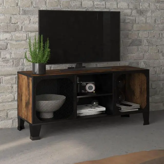 Main image of vidaXL TV Stand TV Unit Sideboard Home TV Console Rustic Brown Metal and MDF