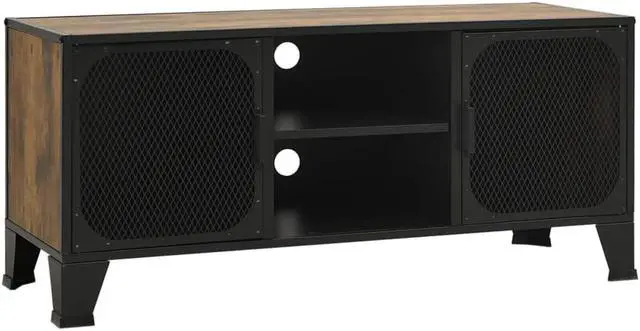 Alt view image 2 of 18 - vidaXL TV Stand TV Unit Sideboard Home TV Console Rustic Brown Metal and MDF
