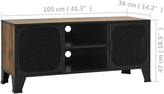 Alt view image 4 of 18 - vidaXL TV Stand TV Unit Sideboard Home TV Console Rustic Brown Metal and MDF