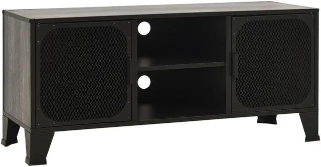 Alt view image 2 of 18 - vidaXL TV Stand TV Console Sideboard Media Unit Cupboard Gray Metal and MDF