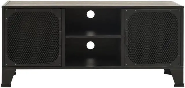 Alt view image 3 of 18 - vidaXL TV Stand TV Console Sideboard Media Unit Cupboard Gray Metal and MDF