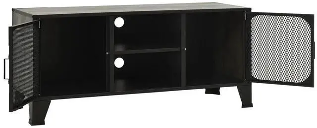 Alt view image 6 of 18 - vidaXL TV Stand TV Console Sideboard Media Unit Cupboard Gray Metal and MDF