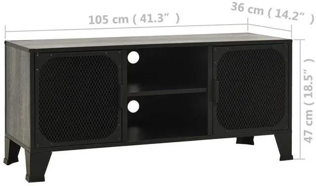 Alt view image 4 of 18 - vidaXL TV Stand TV Console Sideboard Media Unit Cupboard Gray Metal and MDF