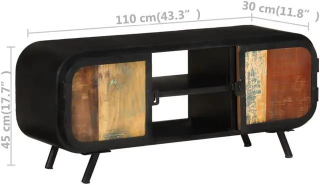 Alt view image 3 of 13 - vidaXL TV Stand TV Console Sideboard TV Unit Media Unit Solid Reclaimed Wood