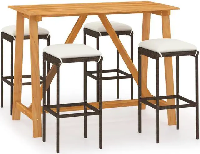 Alt view image 2 of 7 - vidaXL Patio Dining Set 5 Piece Table and Chairs Conversation Set Dark Gray