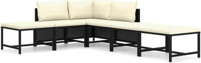 Alt view image 2 of 7 - vidaXL Patio Lounge Set 9 Piece Sectional Sofa with Cushions Poly Rattan Black