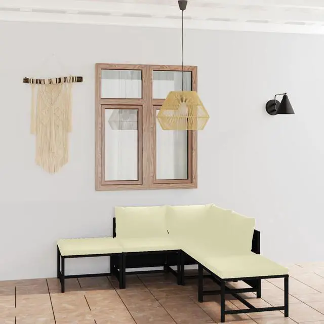 Main image of vidaXL Patio Lounge Set 9 Piece Sectional Sofa with Cushions Poly Rattan Black