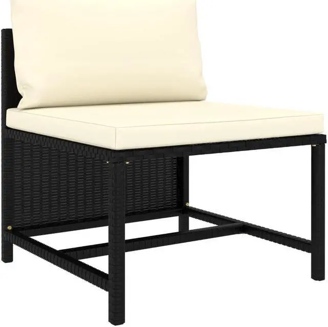Alt view image 6 of 7 - vidaXL Patio Lounge Set 9 Piece Sectional Sofa with Cushions Poly Rattan Black