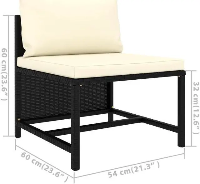 Alt view image 4 of 7 - vidaXL Patio Lounge Set 9 Piece Sectional Sofa with Cushions Poly Rattan Black