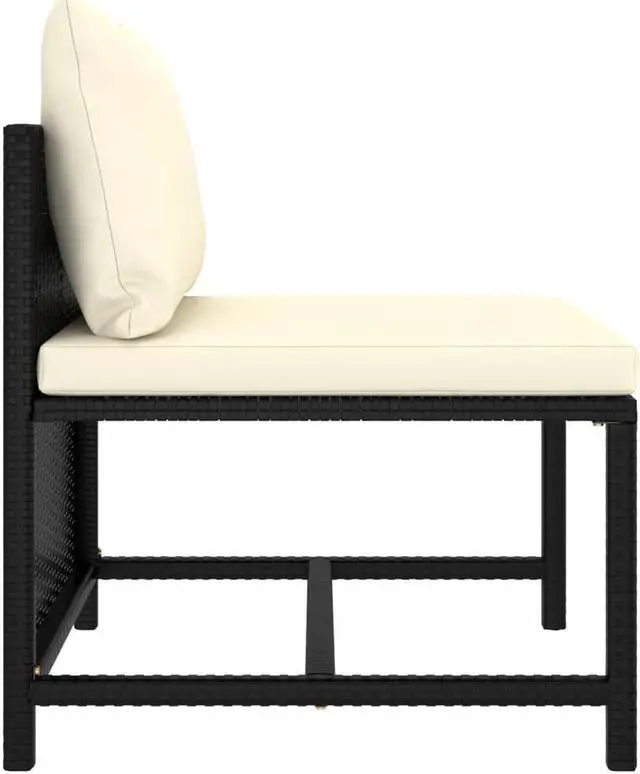 Alt view image 7 of 7 - vidaXL Patio Lounge Set 9 Piece Sectional Sofa with Cushions Poly Rattan Black