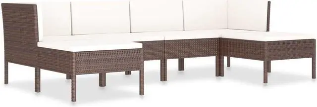 Alt view image 2 of 7 - vidaXL Patio Lounge Set 6 Piece Sofa with Cushions Cream Solid Acacia Wood