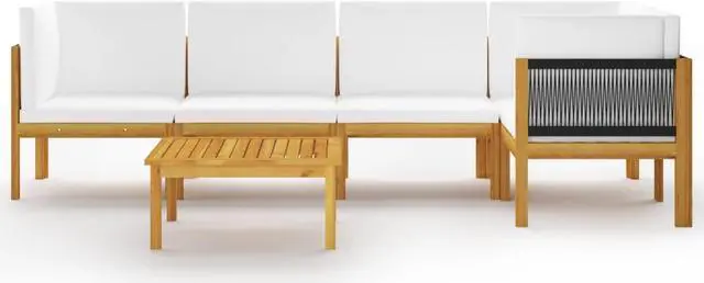 Alt view image 3 of 7 - vidaXL 6 Piece Garden Lounge Set with Cushions Cream 24.8" x 24.8"