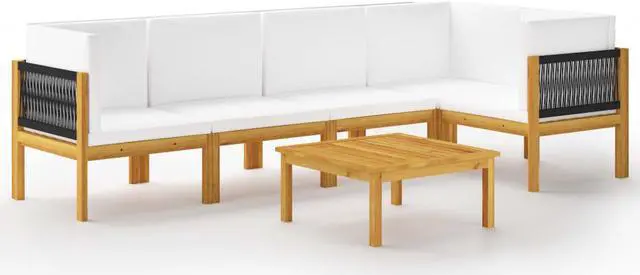 Alt view image 2 of 7 - vidaXL 6 Piece Garden Lounge Set with Cushions Cream 24.8" x 24.8"