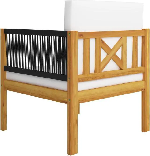 Alt view image 5 of 7 - vidaXL Patio Lounge Set 7 Piece Sofa with Cushions Cream Solid Acacia Wood