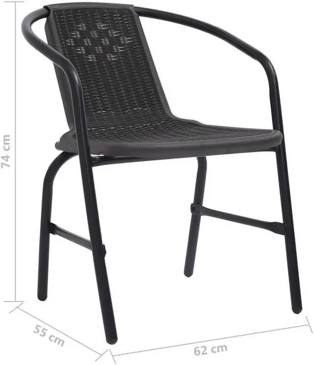 Alt view image 3 of 7 - vidaXL Patio Dining Set Outdoor Dining Set Table and Chair Set 3 Piece Black