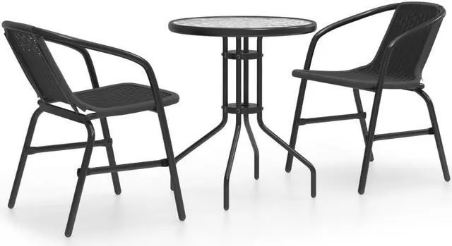 Main image of vidaXL Patio Dining Set Outdoor Dining Set Table and Chair Set 3 Piece Black