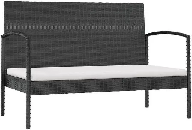 Alt view image 3 of 7 - vidaXL Patio Lounge Set Outdoor Sectional Sofa Set 8 Piece Poly Rattan Black