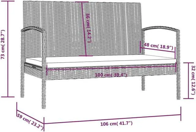 Alt view image 4 of 7 - vidaXL Patio Lounge Set Outdoor Sectional Sofa Set 8 Piece Poly Rattan Black