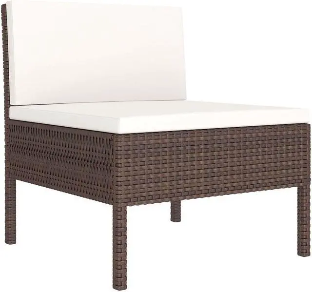 Alt view image 3 of 7 - vidaXL Garden Lounge Set Patio Sectional Sofa Couch 9 Piece Poly Rattan Brown