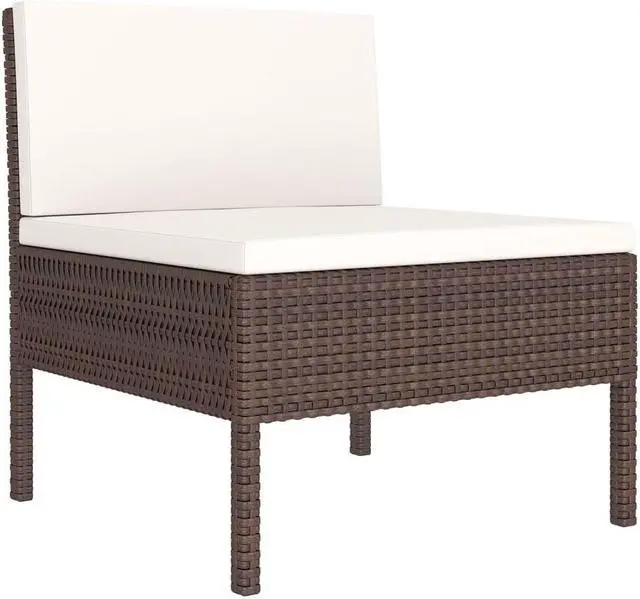 Alt view image 3 of 7 - vidaXL Garden Lounge Set Patio Sectional Sofa Couch 11 Piece Poly Rattan Brown