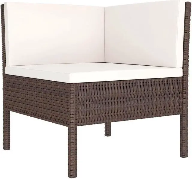 Alt view image 3 of 7 - vidaXL Patio Lounge Set Outdoor Sectional Sofa Set 6 Piece Poly Rattan Brown