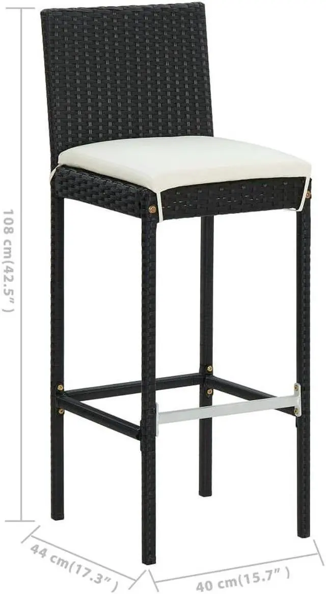 Alt view image 4 of 7 - vidaXL Patio Bar Set 5 Piece with Cushions Black Seat Pub Table and Chair
