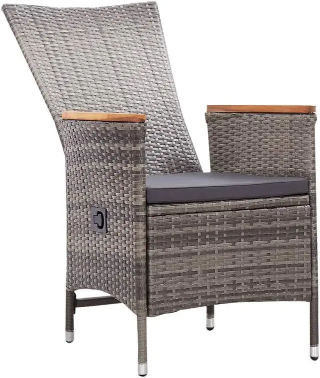 Alt view image 2 of 13 - vidaXL Patio Chairs 2 Pcs Patio Dining Chair with Cushions Poly Rattan Gray